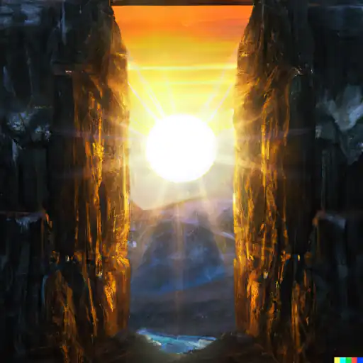 DALL·E 2022 10 25 17.05.26   an mystic Portal to another dimension as Breakthrough in a wall and behind are the tops of the mountains with a sunrise, digital Art  gigapixel art scale 6_00x